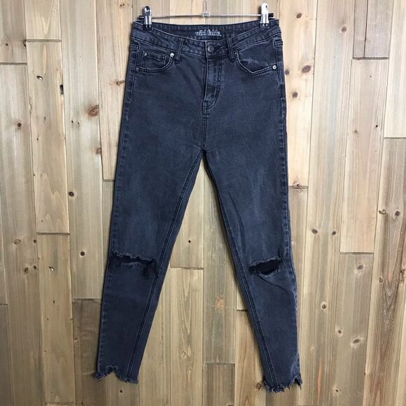 Wild Fable Faded Black Distressed Knee Raw Edge Skinny Jeans Sz 6 - Picture 2 of 16